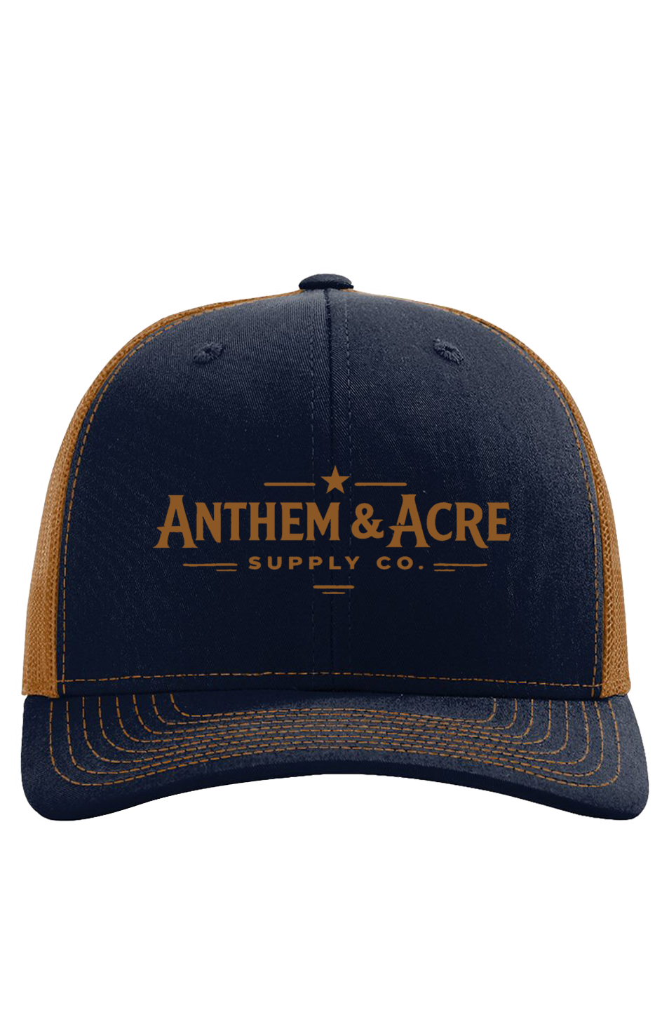 Anthem & Acre Heritage Trucker Hat – Navy/Tan