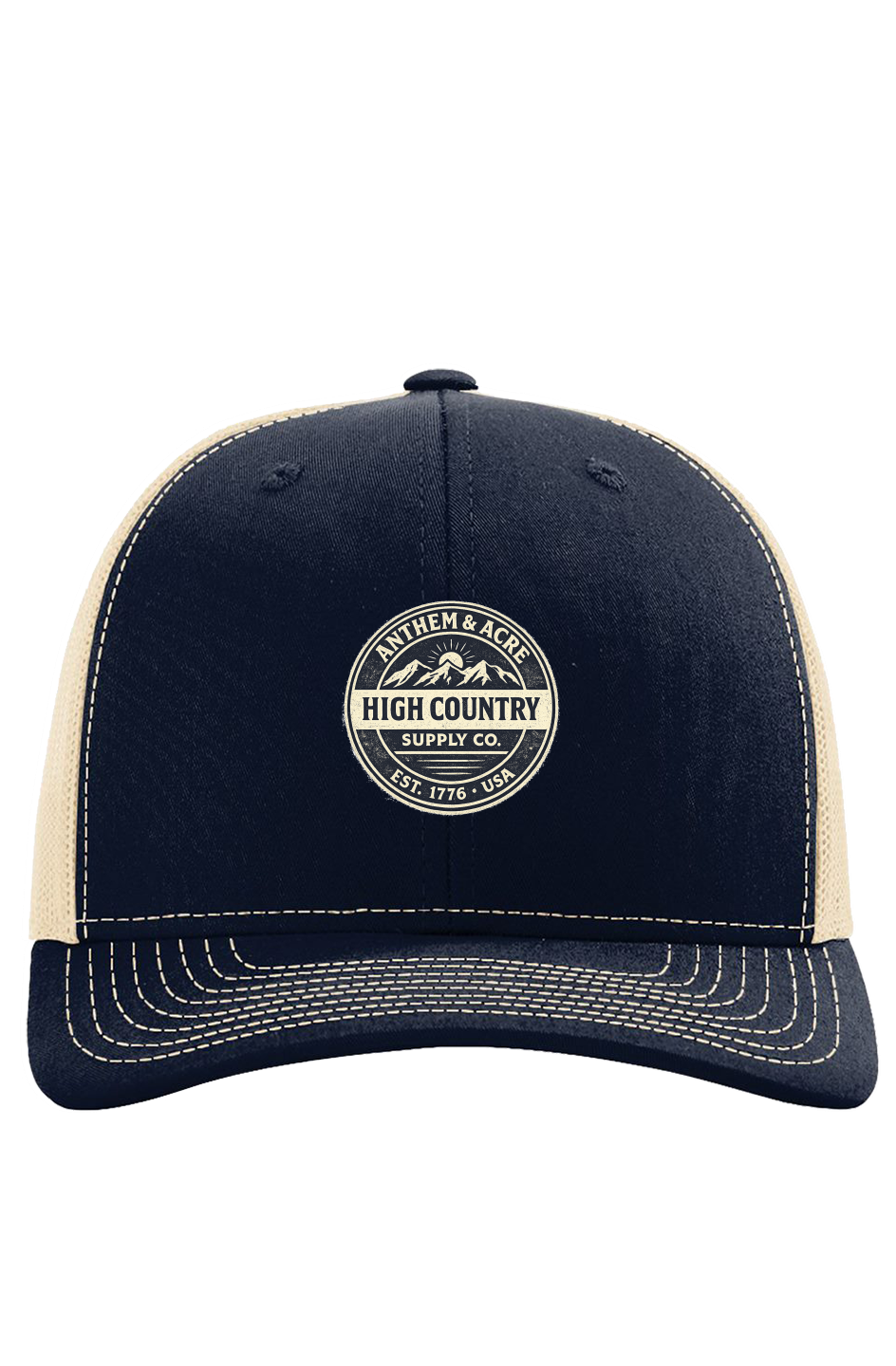 Anthem & Acre High Country Trucker Hat – Navy/Tan
