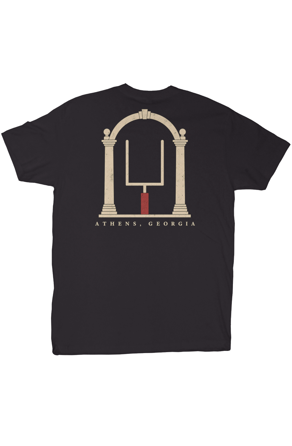 Black Athens Georgia Arch T-shirt with vintage arch and football goalpost graphic
