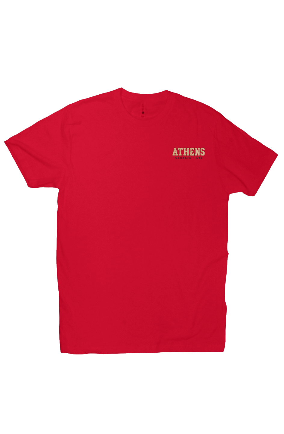 Back of red Athens Georgia T-shirt with vintage bulldog artwork
