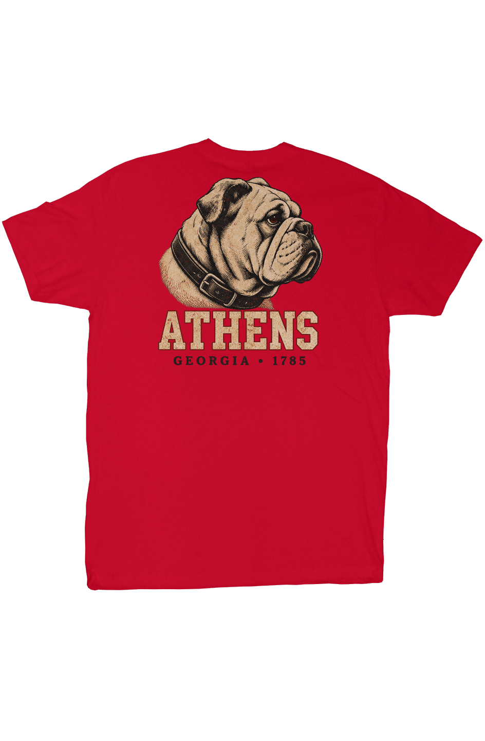 Red Athens Georgia heritage bulldog T-shirt with vintage collegiate graphic
