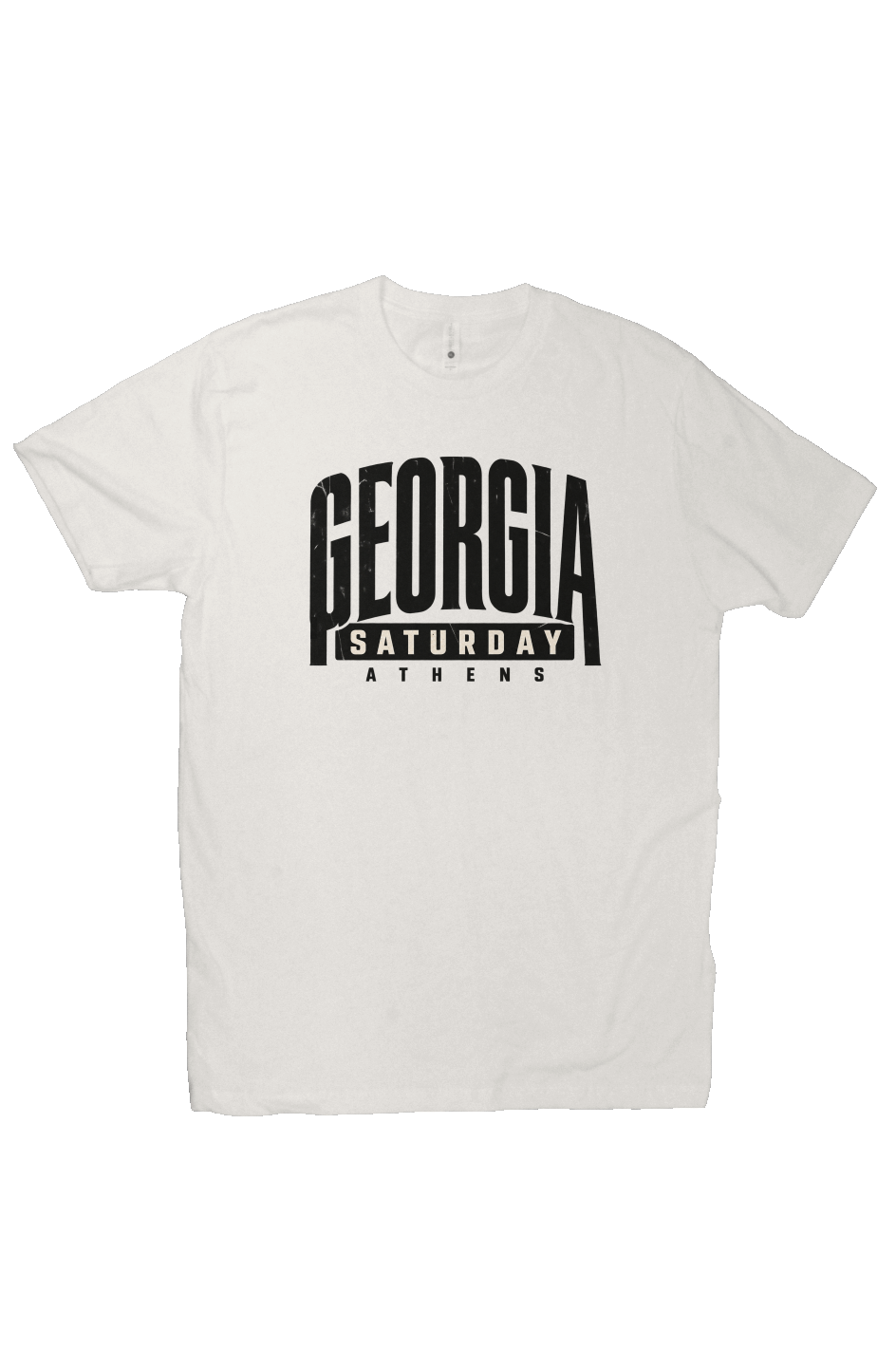 Bone Georgia football T-shirt with distressed Georgia Saturday Athens graphic

