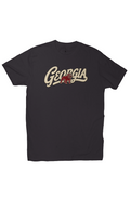 Black Georgia football T-shirt with vintage Georgia script and bulldog graphic
