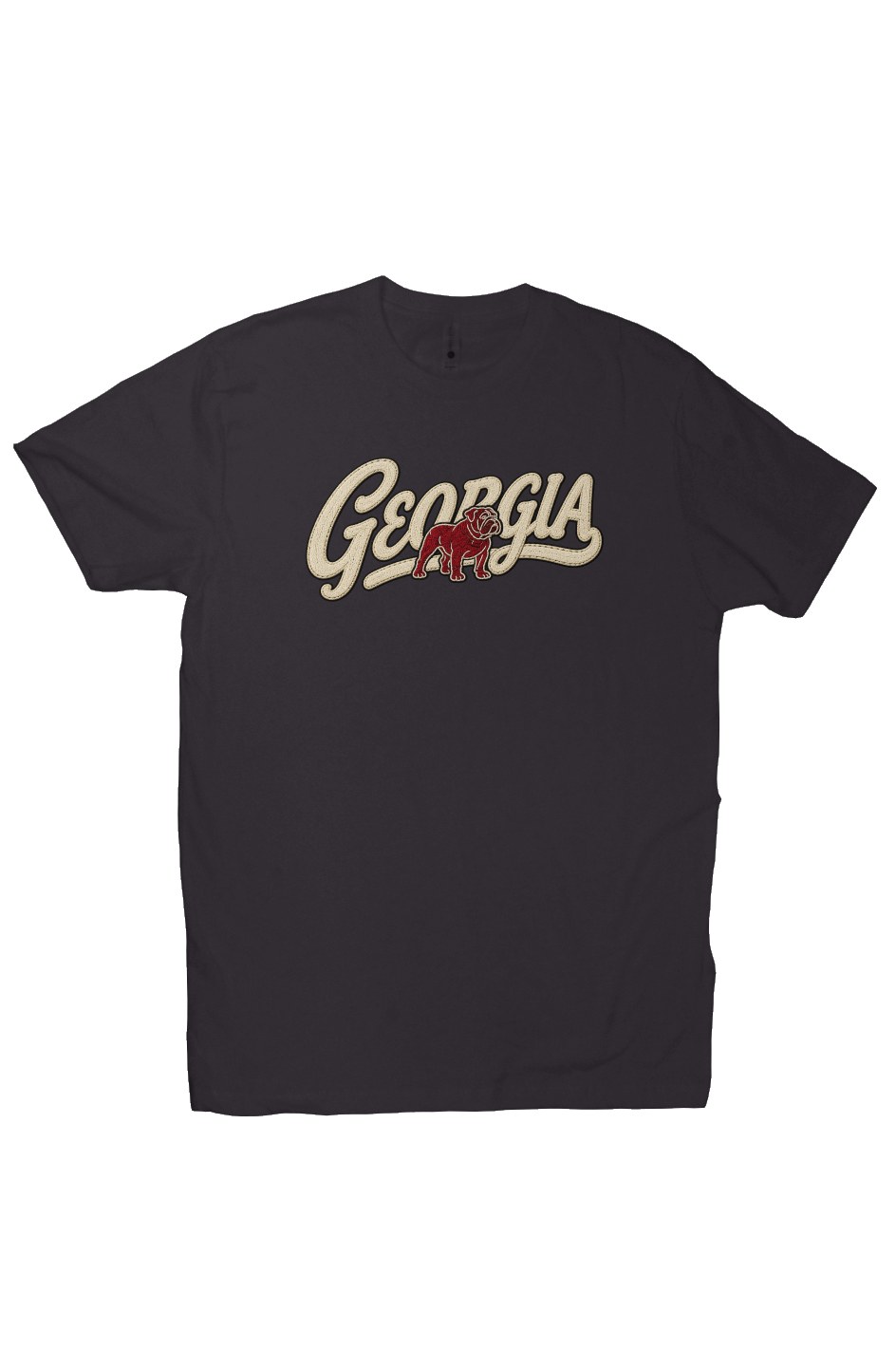 Black Georgia football T-shirt with vintage Georgia script and bulldog graphic

