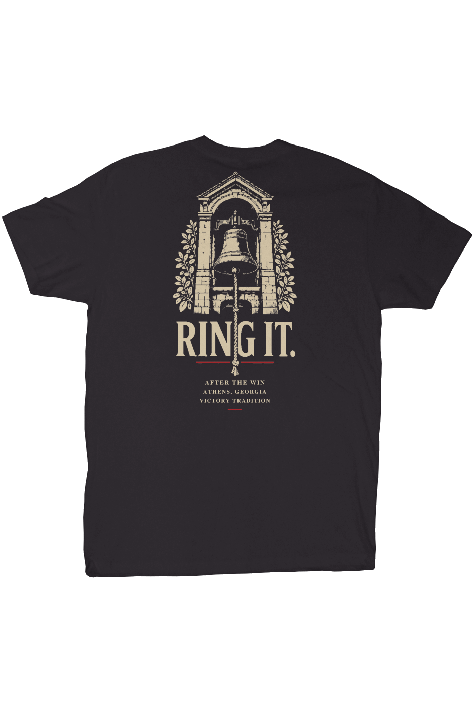 Black Georgia football T-shirt with vintage Ring It Athens bell graphic
