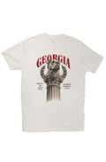 Bone Georgia football T-shirt with vintage bulldog and classical column graphic
