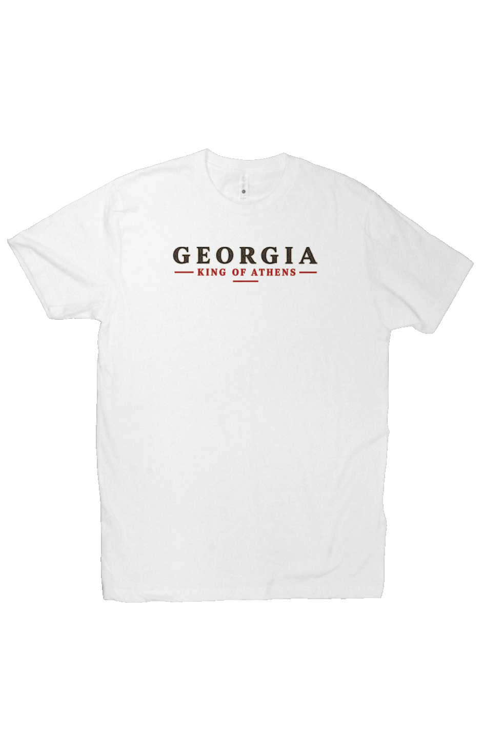 White Georgia game-day T-shirt with small front chest graphic
