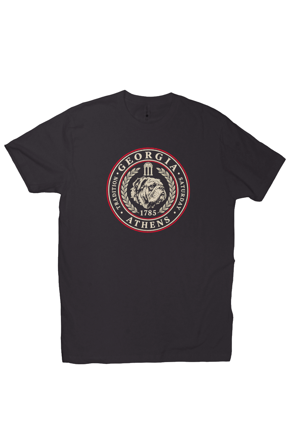 Vintage Georgia football T-shirt with bulldog collegiate seal graphic