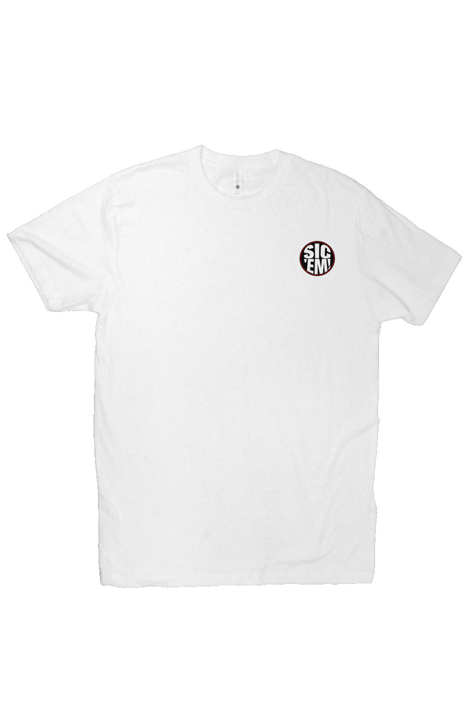White Georgia game-day T-shirt with small front chest graphic