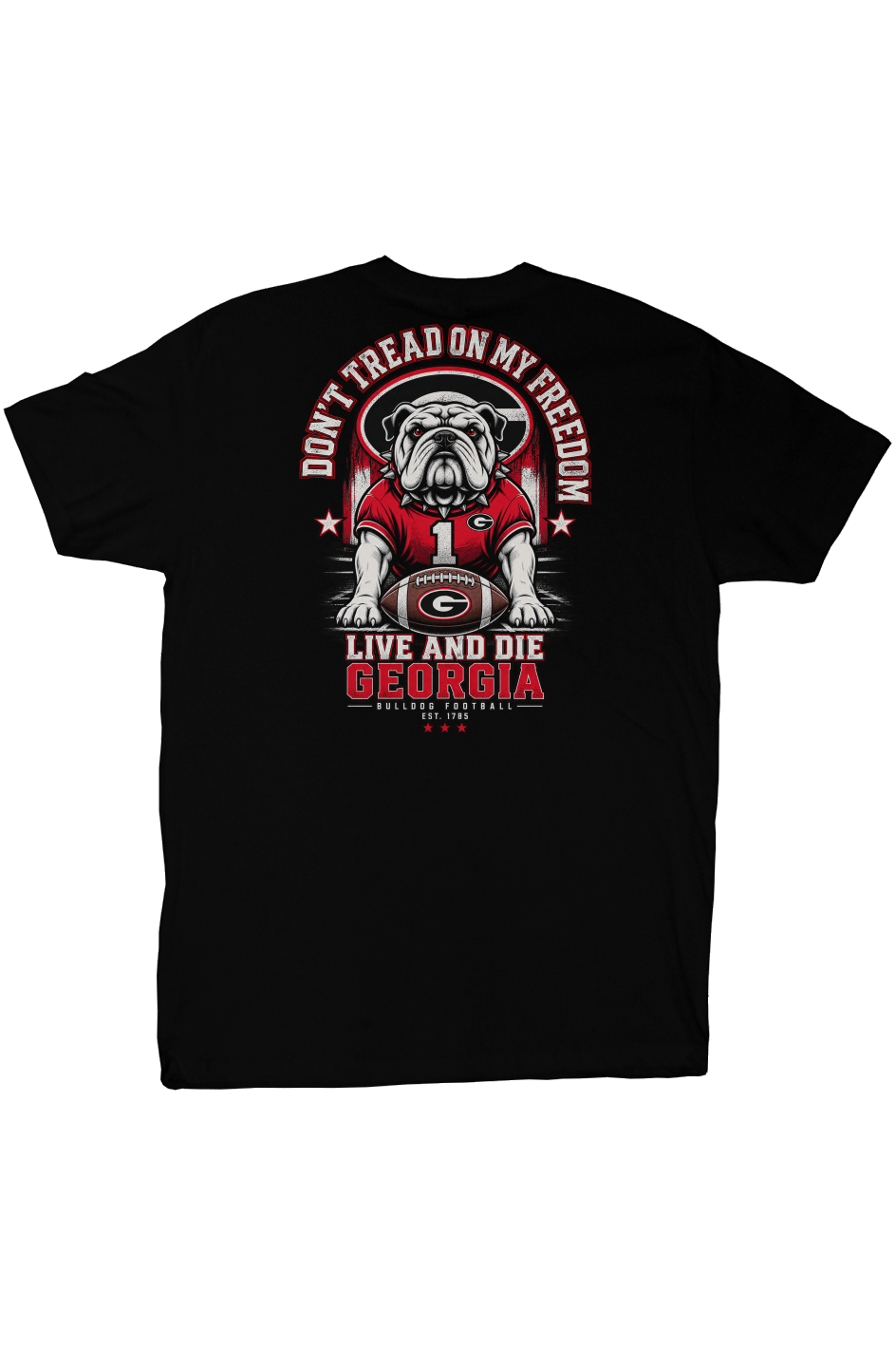 Vintage Georgia football T-shirt with Live and Die bulldog graphic
