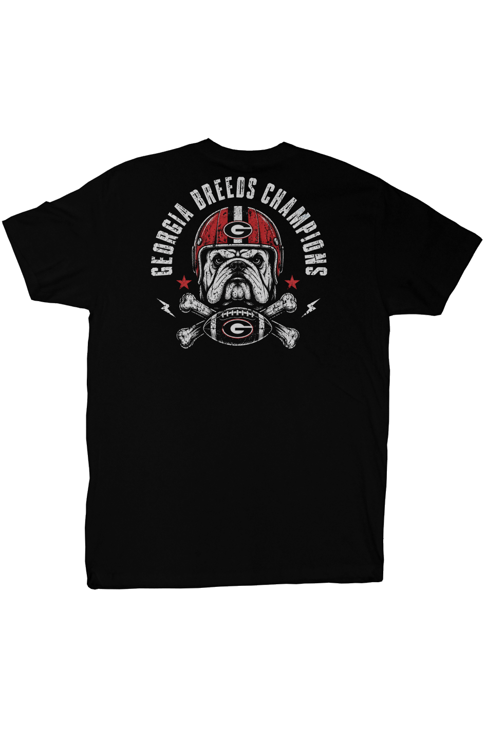 Vintage Georgia football T-shirt with bulldog graphic in red, black and cream